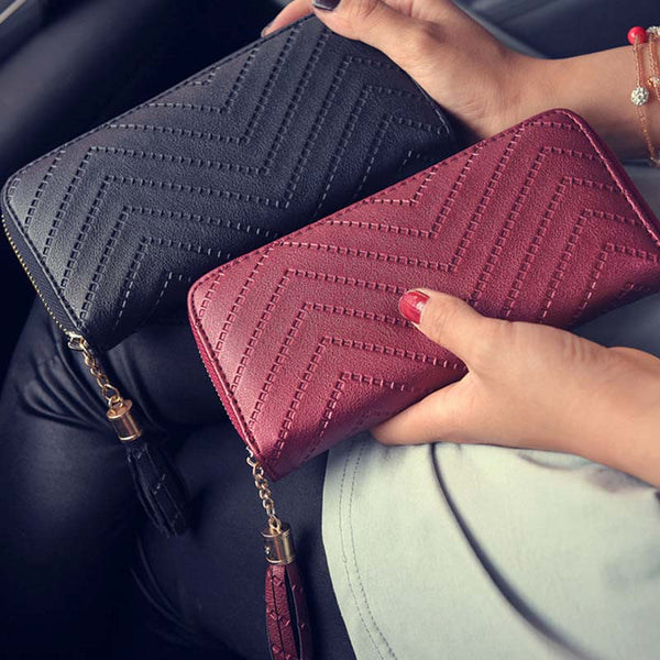 Leather Tassel Wave Wallet