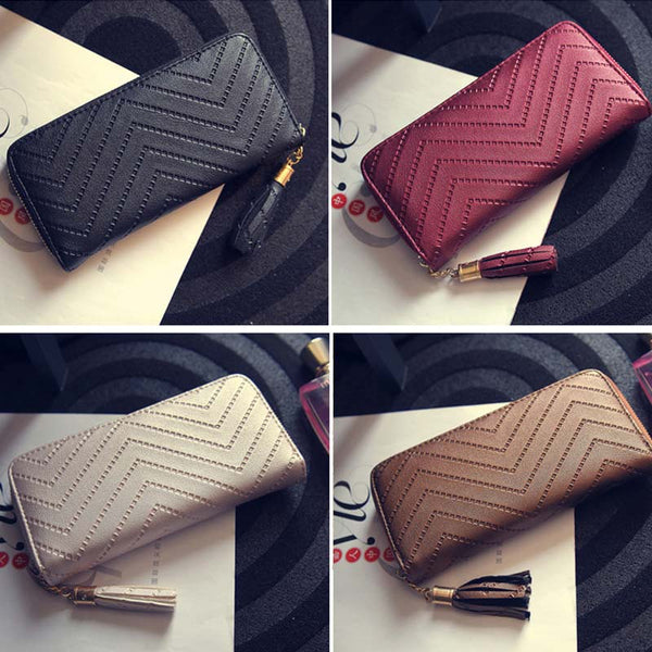 Leather Tassel Wave Wallet