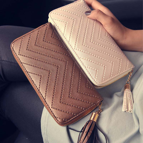 Leather Tassel Wave Wallet
