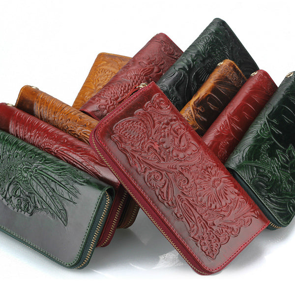 Genuine Leather Flower Pattern