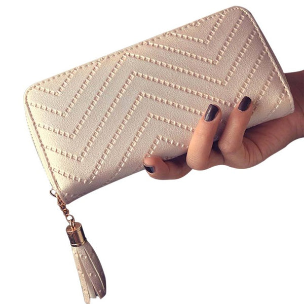 Leather Tassel Wave Wallet