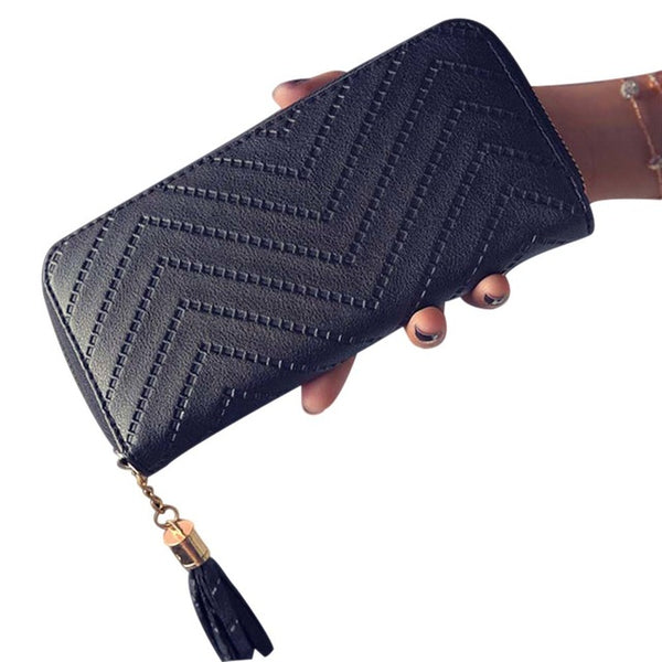 Leather Tassel Wave Wallet
