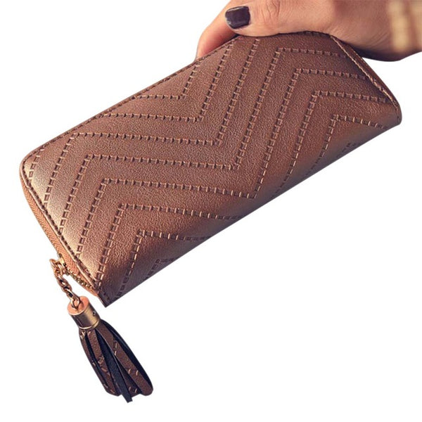 Leather Tassel Wave Wallet